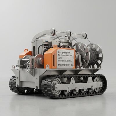 Максимальная скорость 5 км/ч Оборудование для линий электропередачи, оснащенное максимальным прерывистым тяговым усилием 90 кН и колесной базой 397 мм, обеспечивающее поток энергии